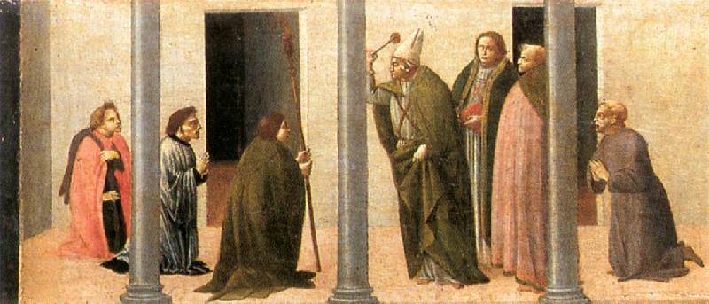 BARTOLOMEO DI GIOVANNI Predella: Consecration of the Church of the Innocents China oil painting art
